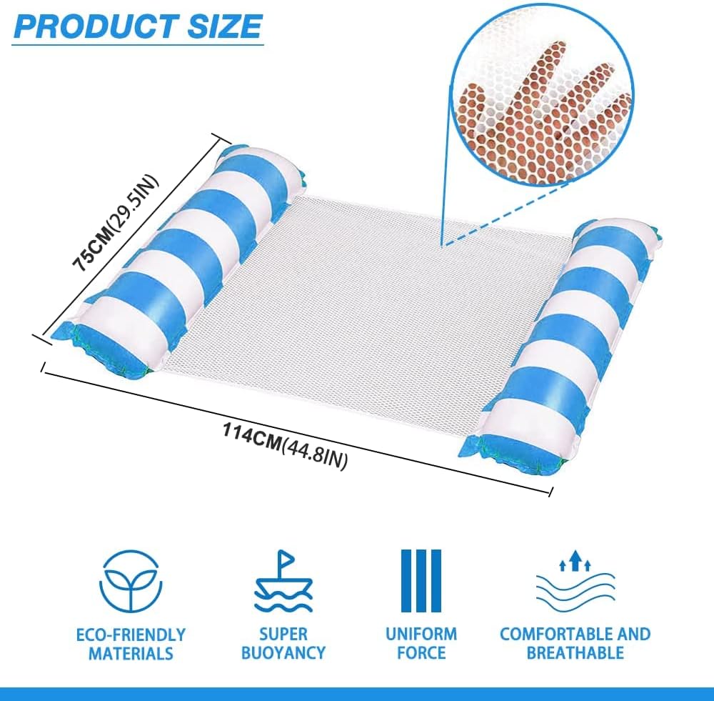 FUNNYTA 2 Pack Water Hammock, 4-in-1 Multi-Portable Water Pool Float Hammock (Saddle, Lounge Chair, Hammock and Drifter) for Adults, Suitable for Travel, Family and Recreation