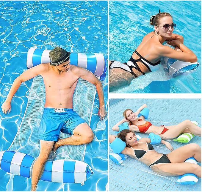 FUNNYTA 2 Pack Water Hammock, 4-in-1 Multi-Portable Water Pool Float Hammock (Saddle, Lounge Chair, Hammock and Drifter) for Adults, Suitable for Travel, Family and Recreation