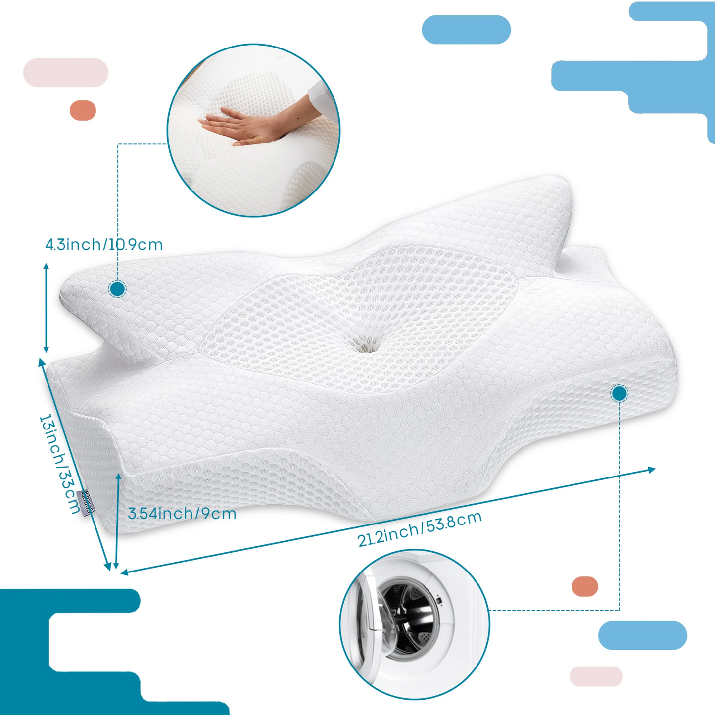 FlutterShape Cervical Memory Foam Pillow⎯ (1PC) Ergonomic Contour Design with Orthopaedic Firm Support