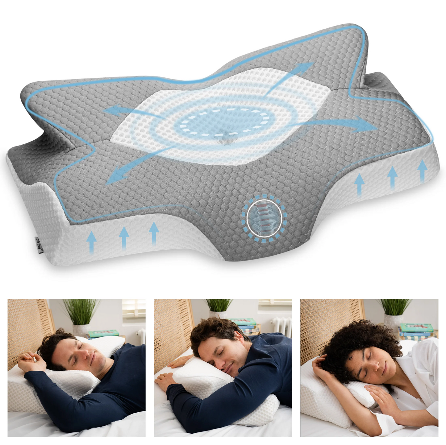 FlutterShape Cervical Memory Foam Pillow⎯ (1PC) Ergonomic Contour Design with Orthopaedic Firm Support