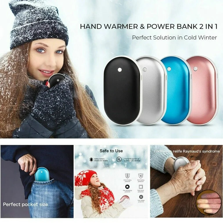 2-In-1 Rechargeable Hand Warmer & Power Bank – Stay Warm & Charged
