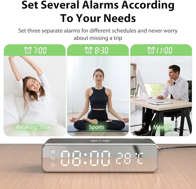 Digital Alarm Clock + Wireless Charger – Minimalist & Functional